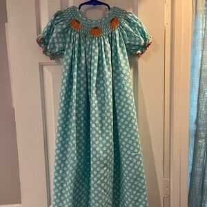 Doodle Smocked Pumpkin Gown size 6